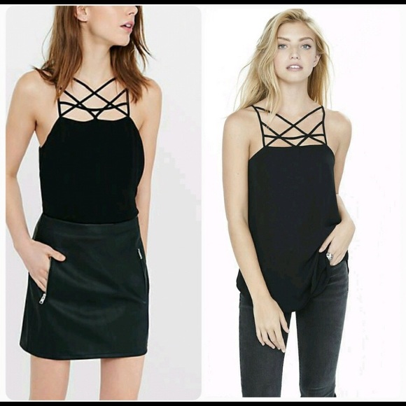Express Black Lattice Tank Top - Picture 1 of 2